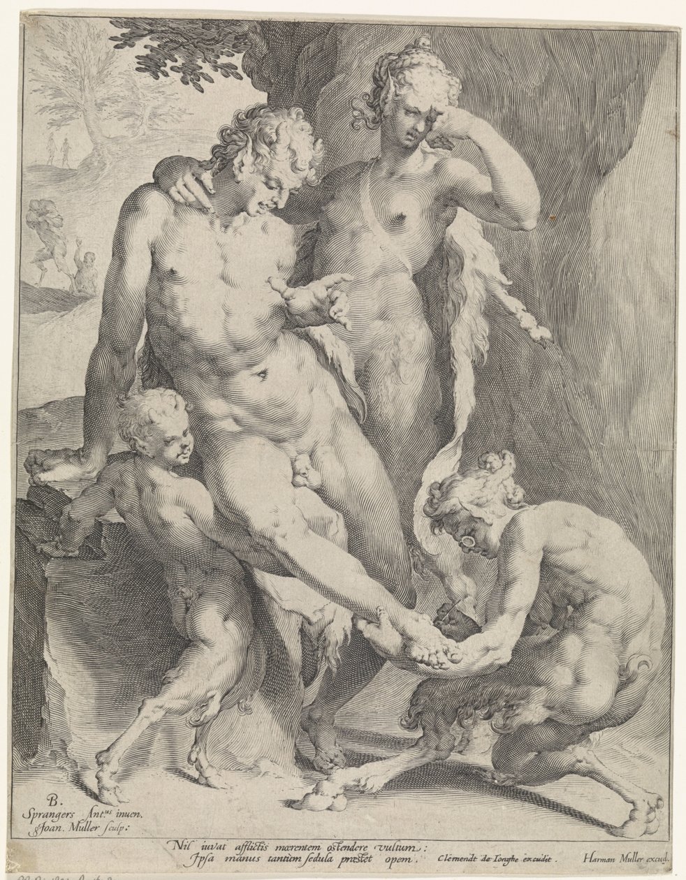 Oreaden fjerner en torn fra en satyrs fod af Jan Harmensz. Muller