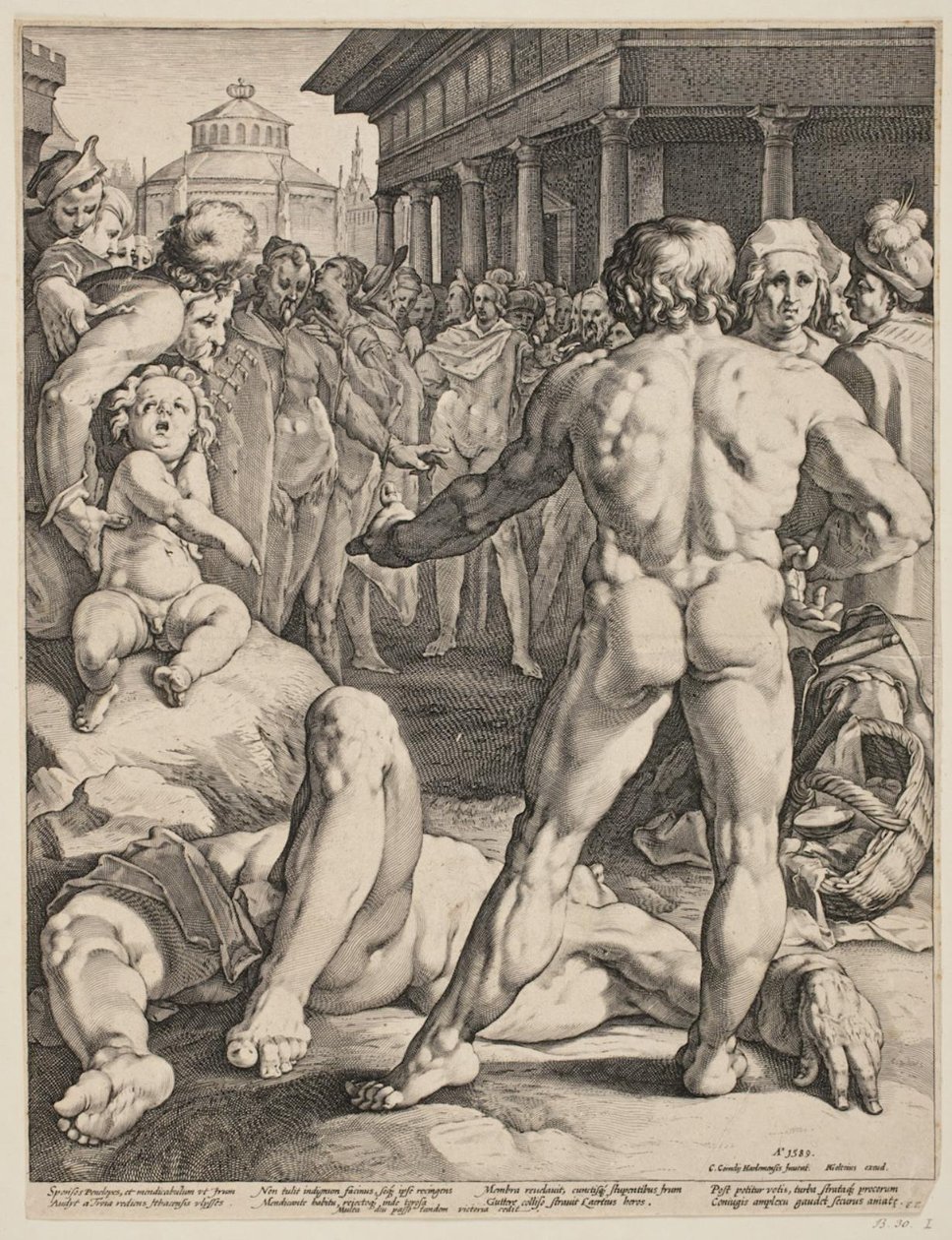 Kampen mellem Ulysses og Irus af Jan Harmensz. Muller