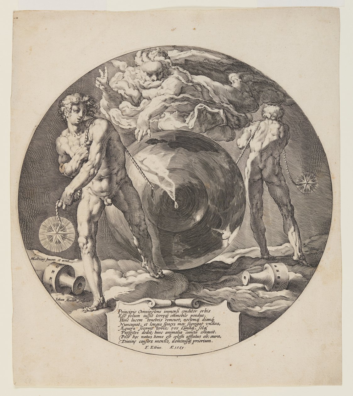 Titelblad, planche 1, fra Verdens skabelse af Jan Harmensz. Muller