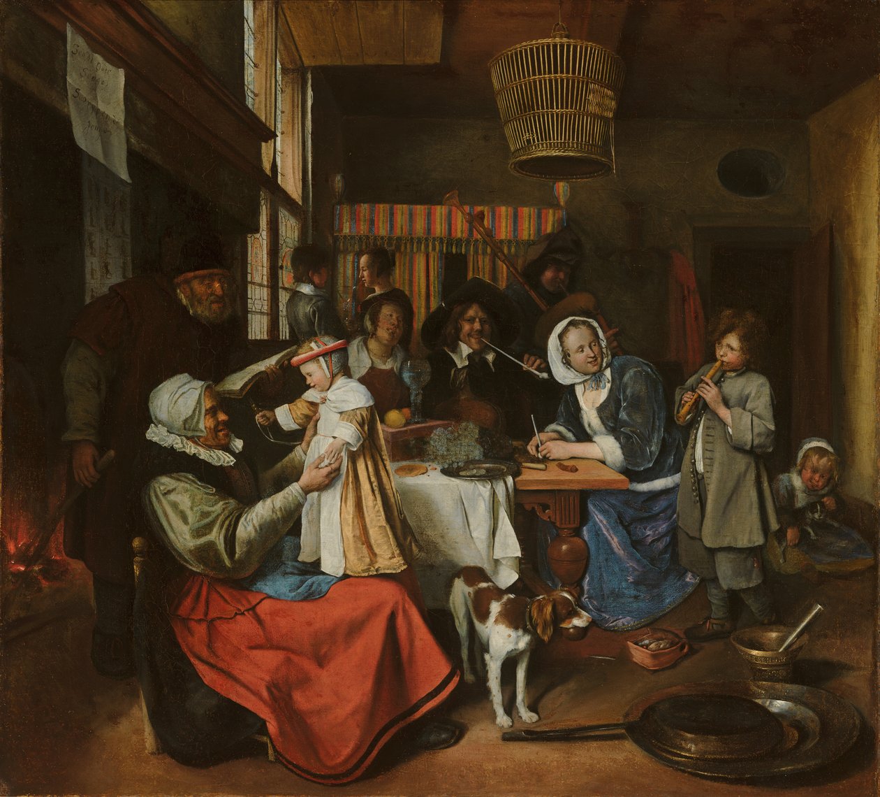 Som de gamle synger, så rør den unge, c.1663-5 af Jan Havicksz. Steen