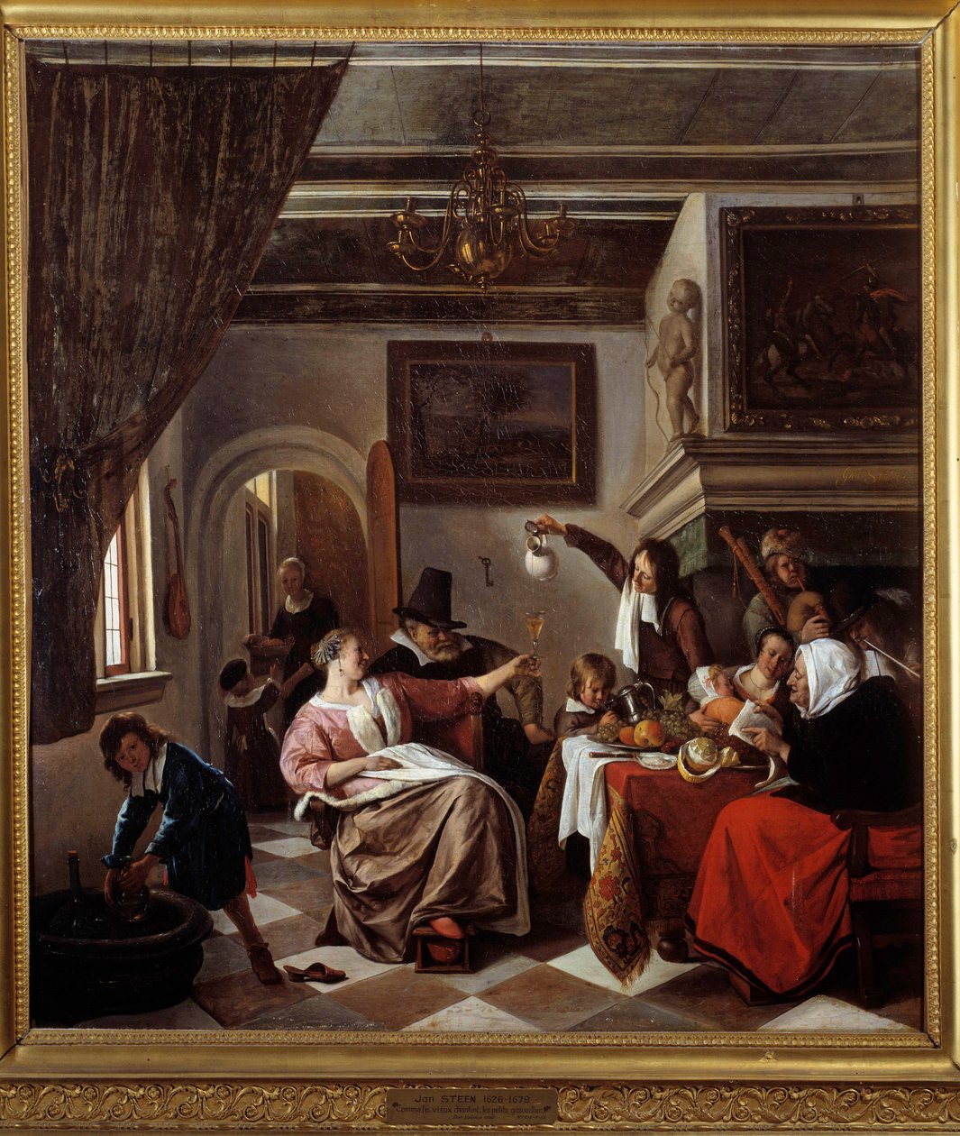 Som de gamle synger, tweeter de små Maleri af Jan Steen (1626-1679) 1663 Søn. 0,94x0,81 m Montpellier, Musee Fabre af Jan Havicksz. Steen