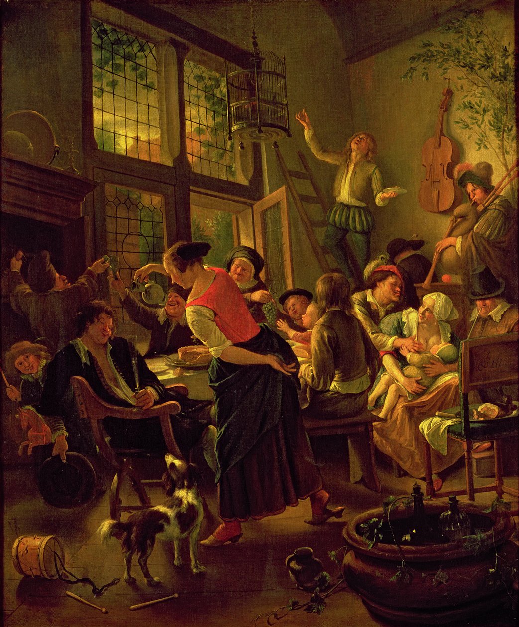 Familiemåltid (olie på lærred) af Jan Havicksz. Steen