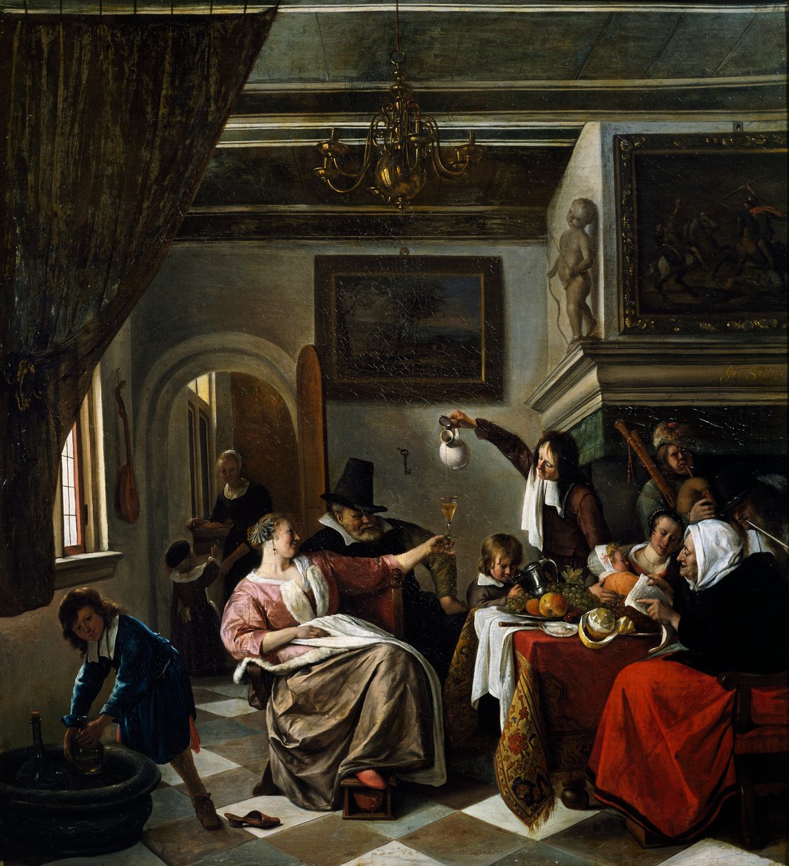 Familiefest, af Jan Steen (1626-1679) af Jan Havicksz. Steen