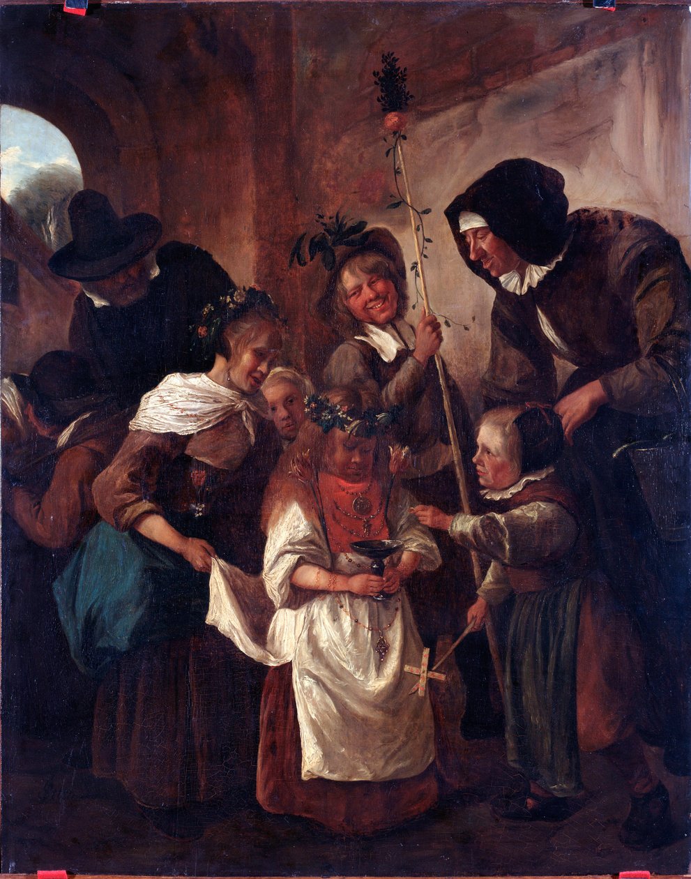 Blomsterpåskefester (blomstret påske) Maleri af Jan Havickszoon Steen (1625/6-1679) 1600-tallet Dim 80x65 cm Genes, Musei di Strada Nuova (ex Palazzo Bianco) af Jan Havicksz. Steen