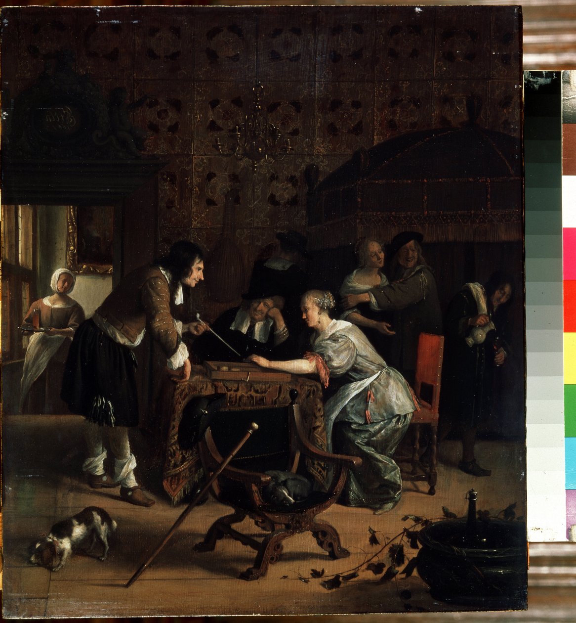 Tric-trac spillere. Maleri af Jan Havicksz Steen (1626-1679). Olie på træ, 45,5 x 39 cm af Jan Havicksz. Steen