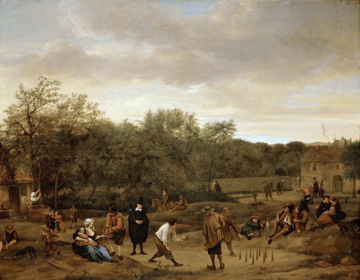 Bønder, der spiller bowling - Bønder, der spiller bowling, af Steen, Jan Havicksz (1626-1679). Olie på træ, ca. 1655. Størrelse: 67x85,5 cm. Kunsthistorisk Museum, Wien af Jan Havicksz. Steen