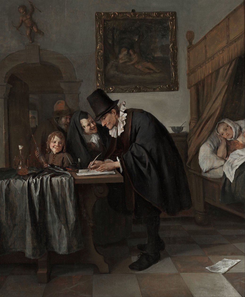 Lægens besøg, ca. 1665 (olie på træ) af Jan Havicksz. Steen