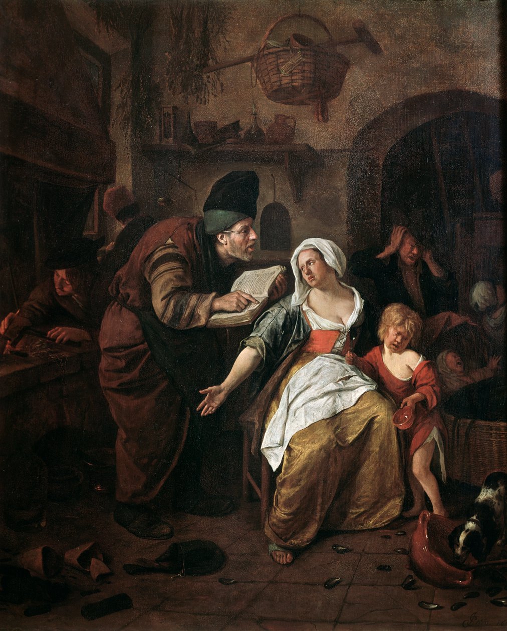 Alkymisten, detalje (olie på lærred af Jan Havicksz. Steen