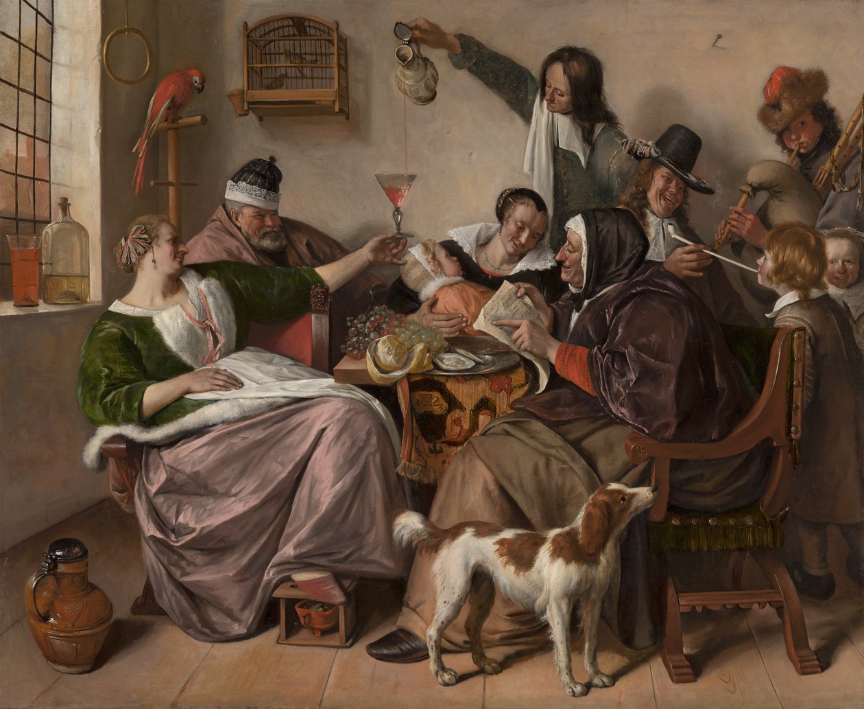 Måden du hører det på, er måden du synger det på, ca. 1665 (olie på lærred) af Jan Havicksz. Steen