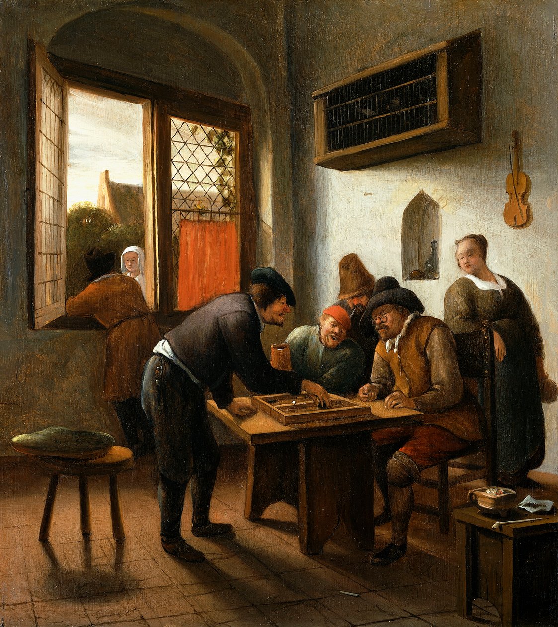 Tric Trac-afspillere i et interiør, af Jan Havicksz. Steen