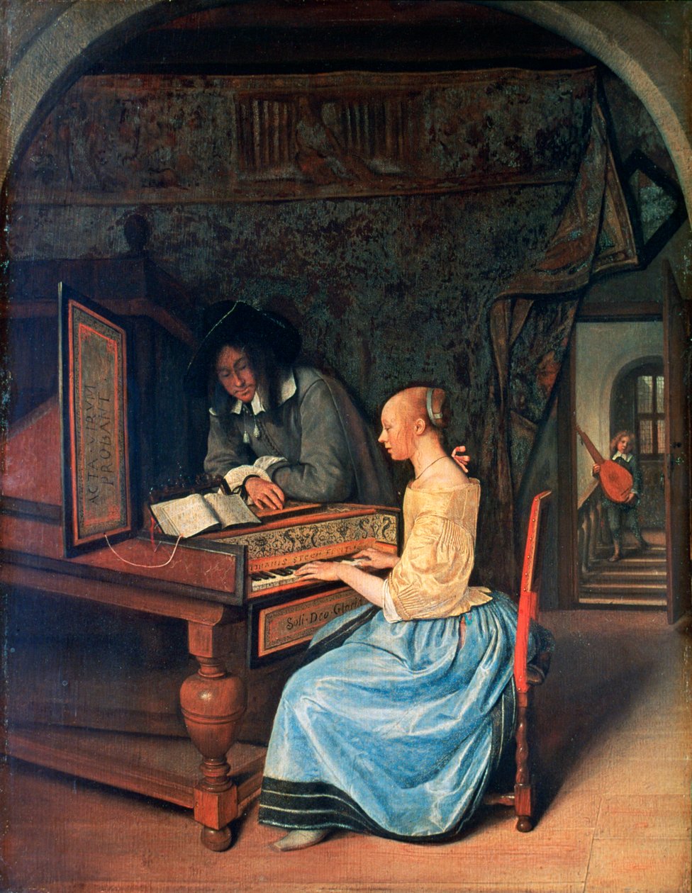 En ung kvinde spiller cembalo, c1659 af Jan Havickszoon Steen