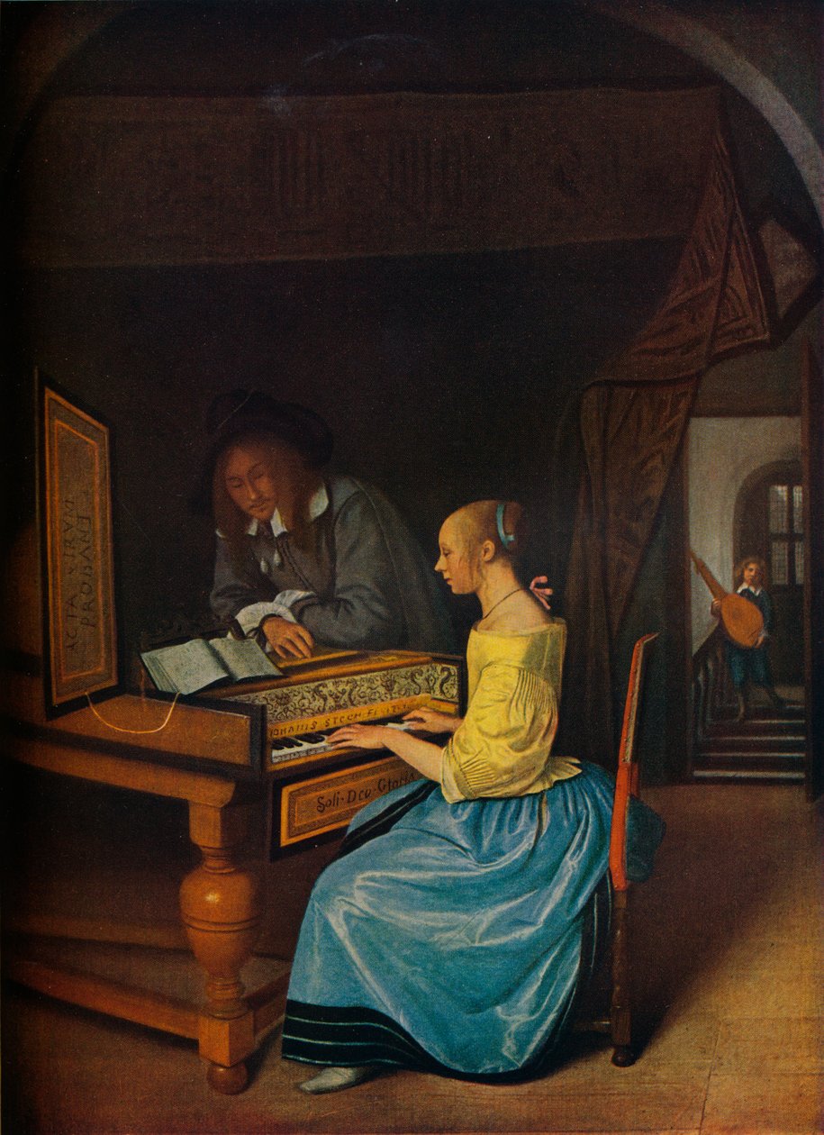 En ung kvinde spiller cembalo til en ung mand, 1659 af Jan Havickszoon Steen