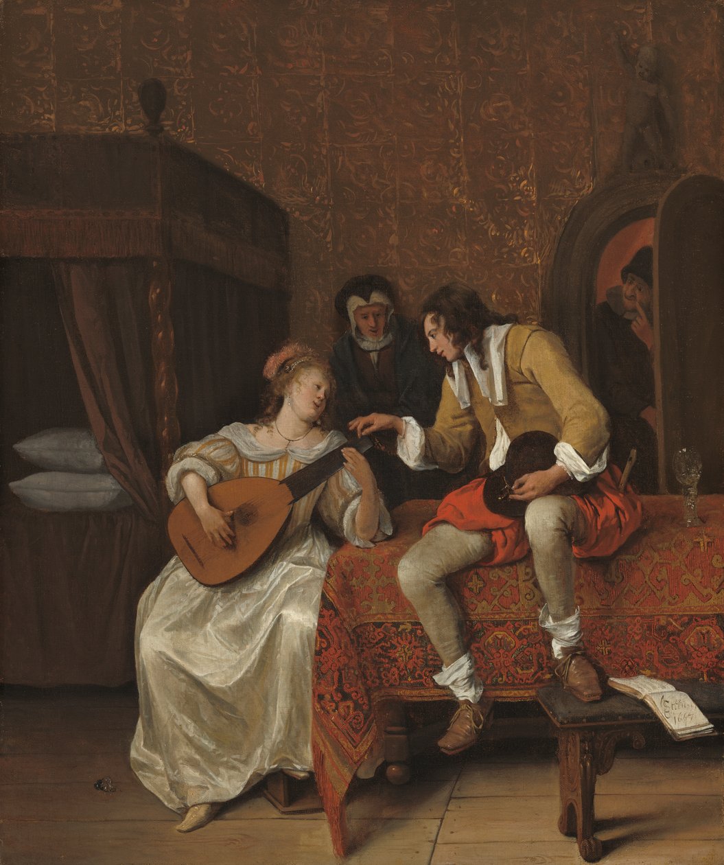 Ascagnes og Lucelle, Musiklektionen, 1667 af Jan Havickszoon Steen