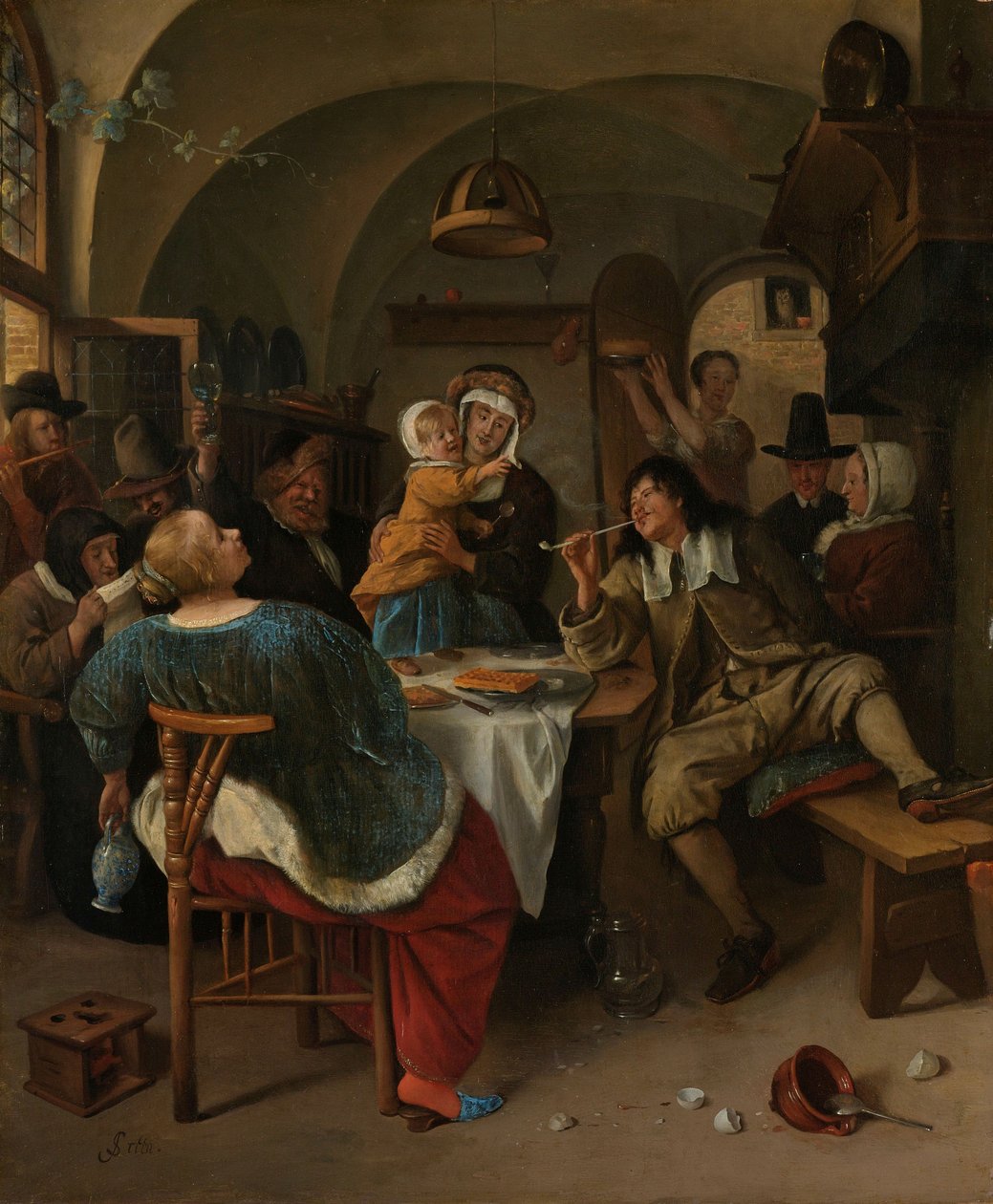 Familiescene, 1660-79 af Jan Havickszoon Steen
