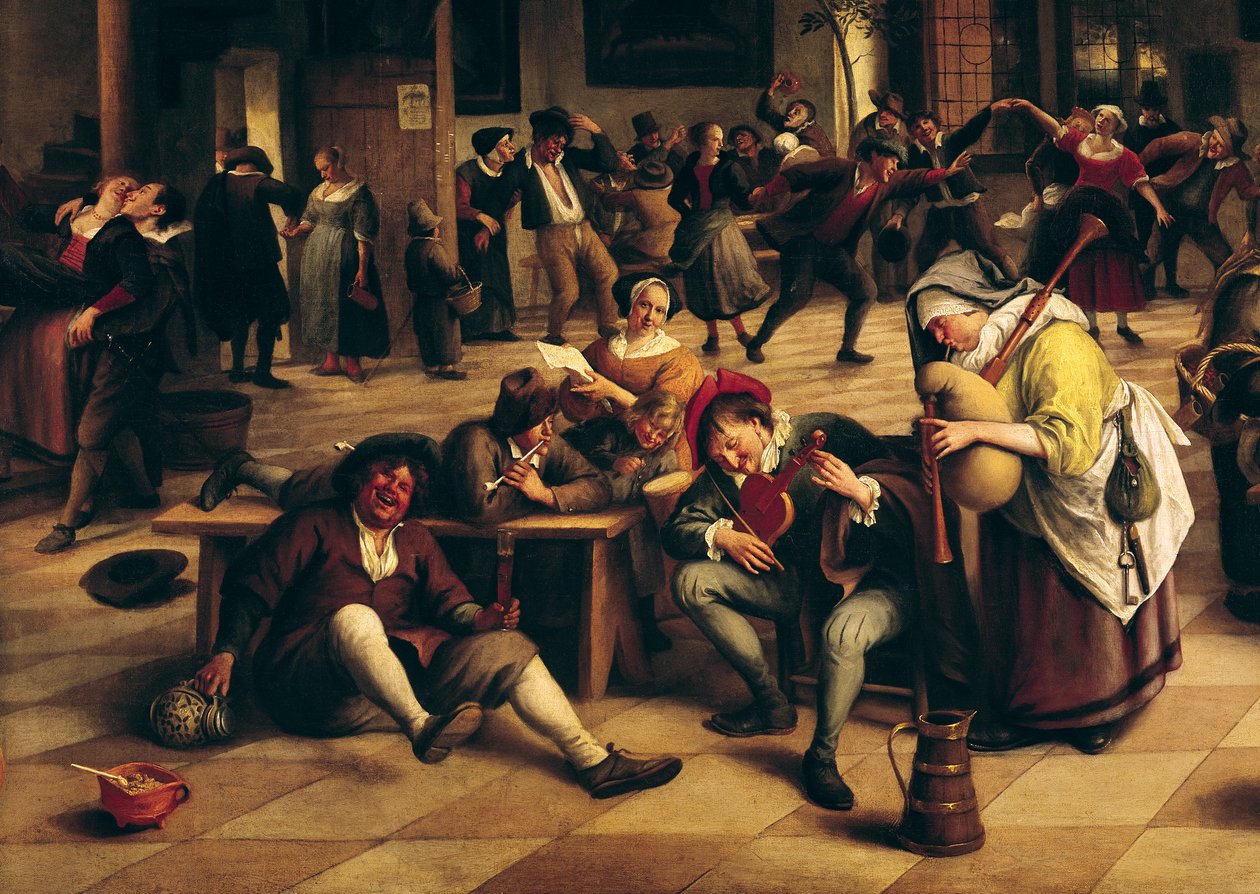 Fest i en kro, detalje af den centrale gruppe, 1674 (se også 19042) af Jan Havickszoon Steen