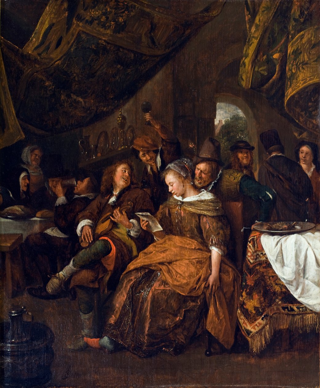 Merry Company, ca. 1667-69 (olie på egetræspanel) af Jan Havickszoon Steen