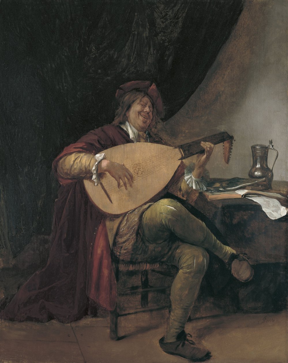 Selvportræt spiller lut, ca 1665 af Jan Havickszoon Steen