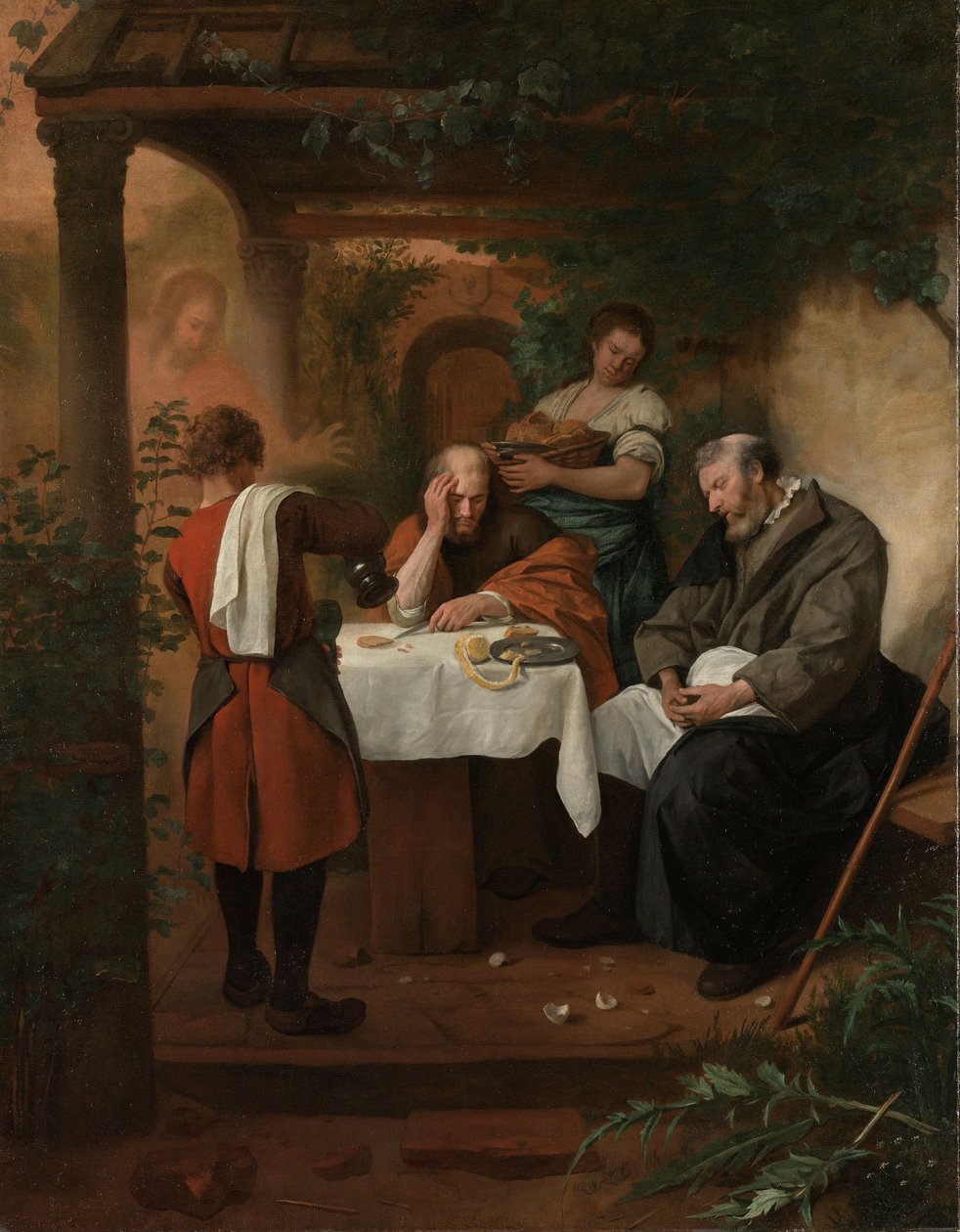 Nadver i Emmaus, ca. 1665-68 (olie på lærred, h 134 cm × b 104 af Jan Havickszoon Steen