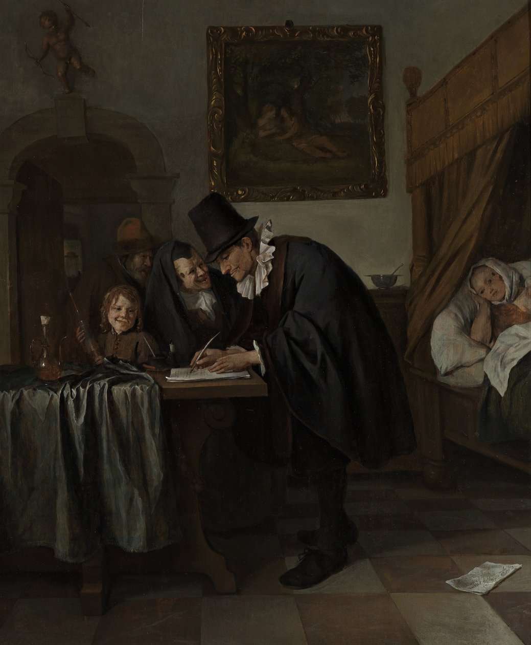 Lægebesøget, ca 1665 af Jan Havickszoon Steen