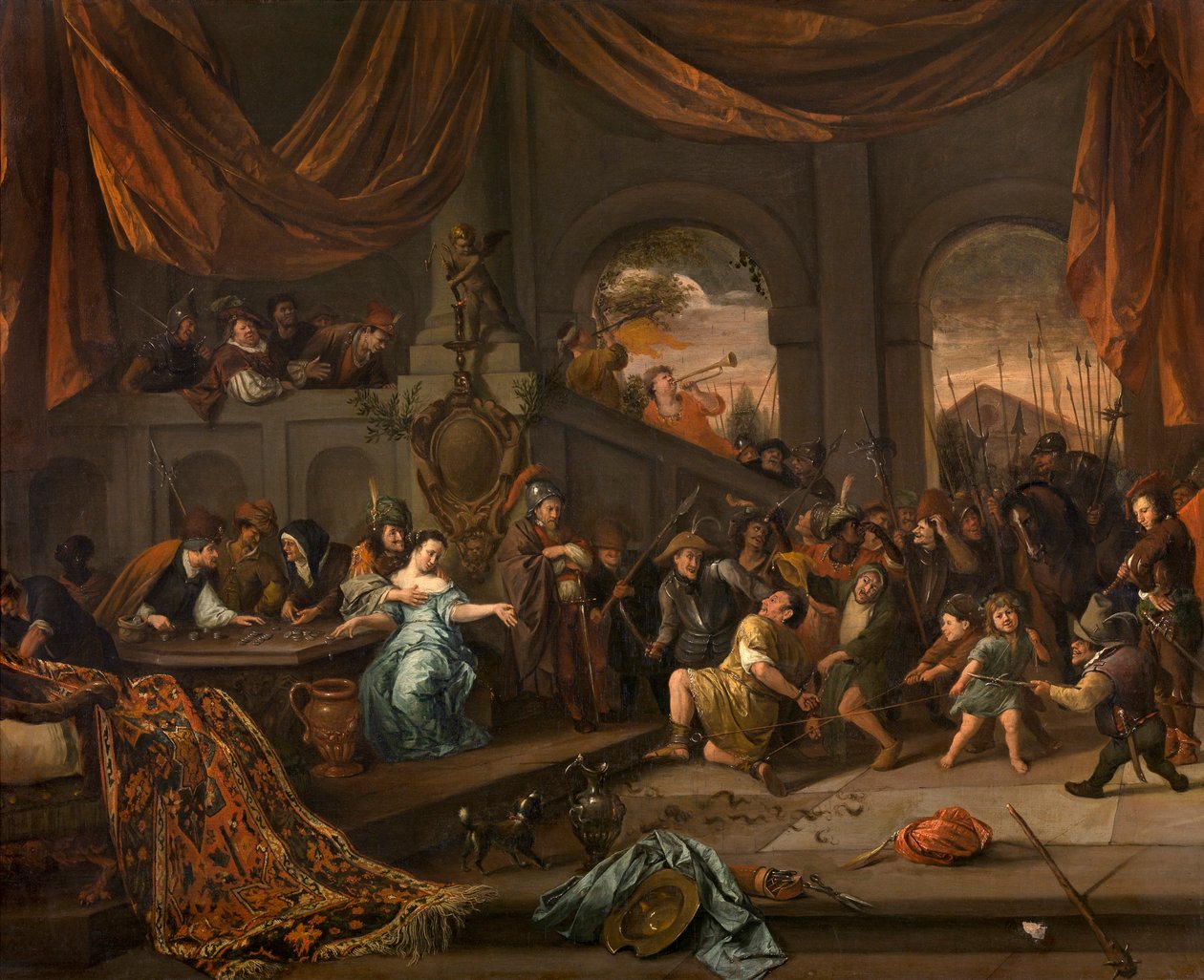 The Mocking of Samson, ca 1675. af Jan Havickszoon Steen