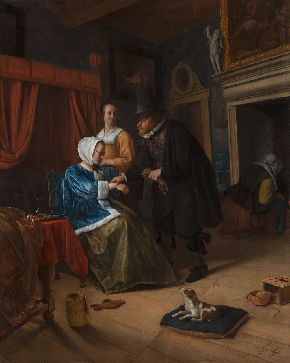 Den syge pige, ca. 1660 af Jan Havickszoon Steen