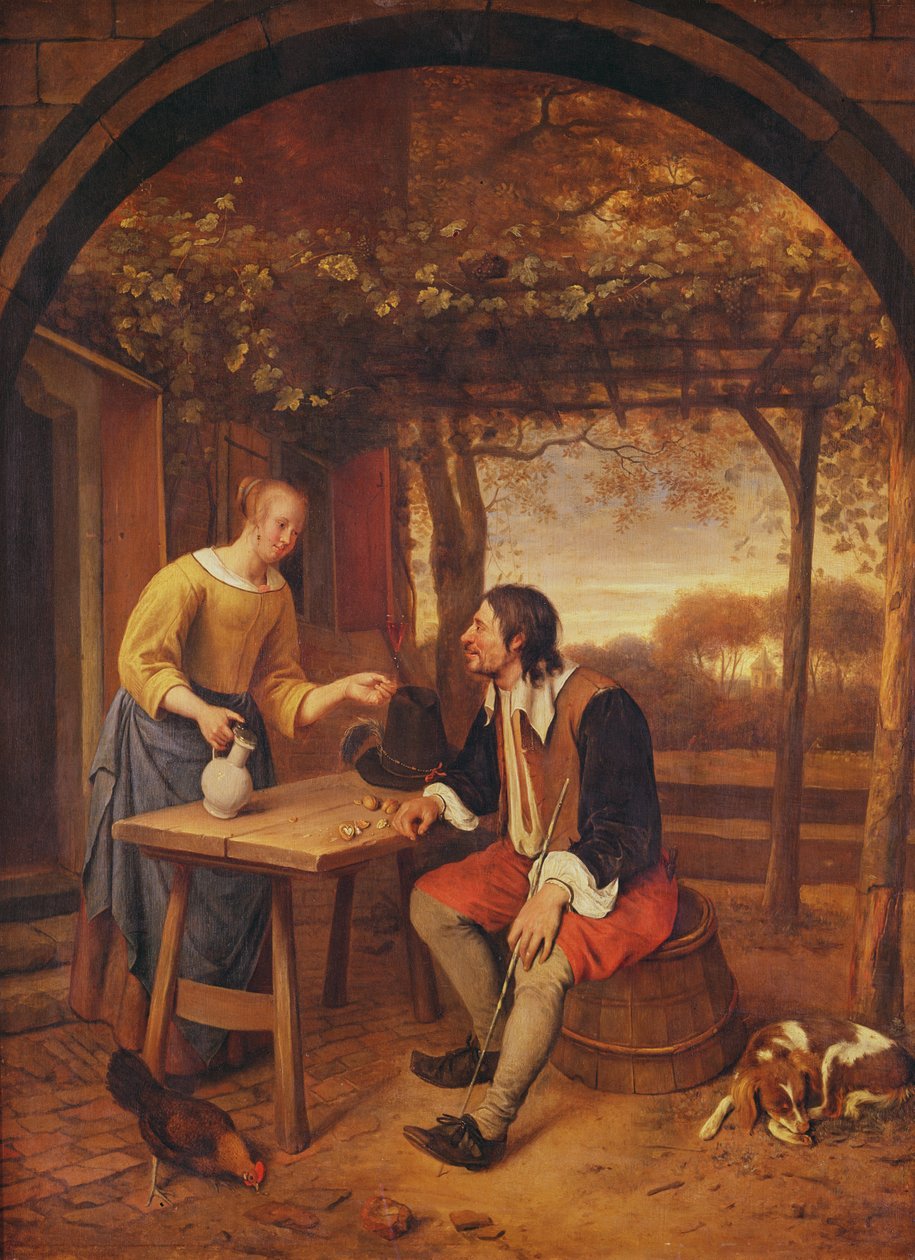Den rejsendes hvilested (olie) af Jan Havickszoon Steen