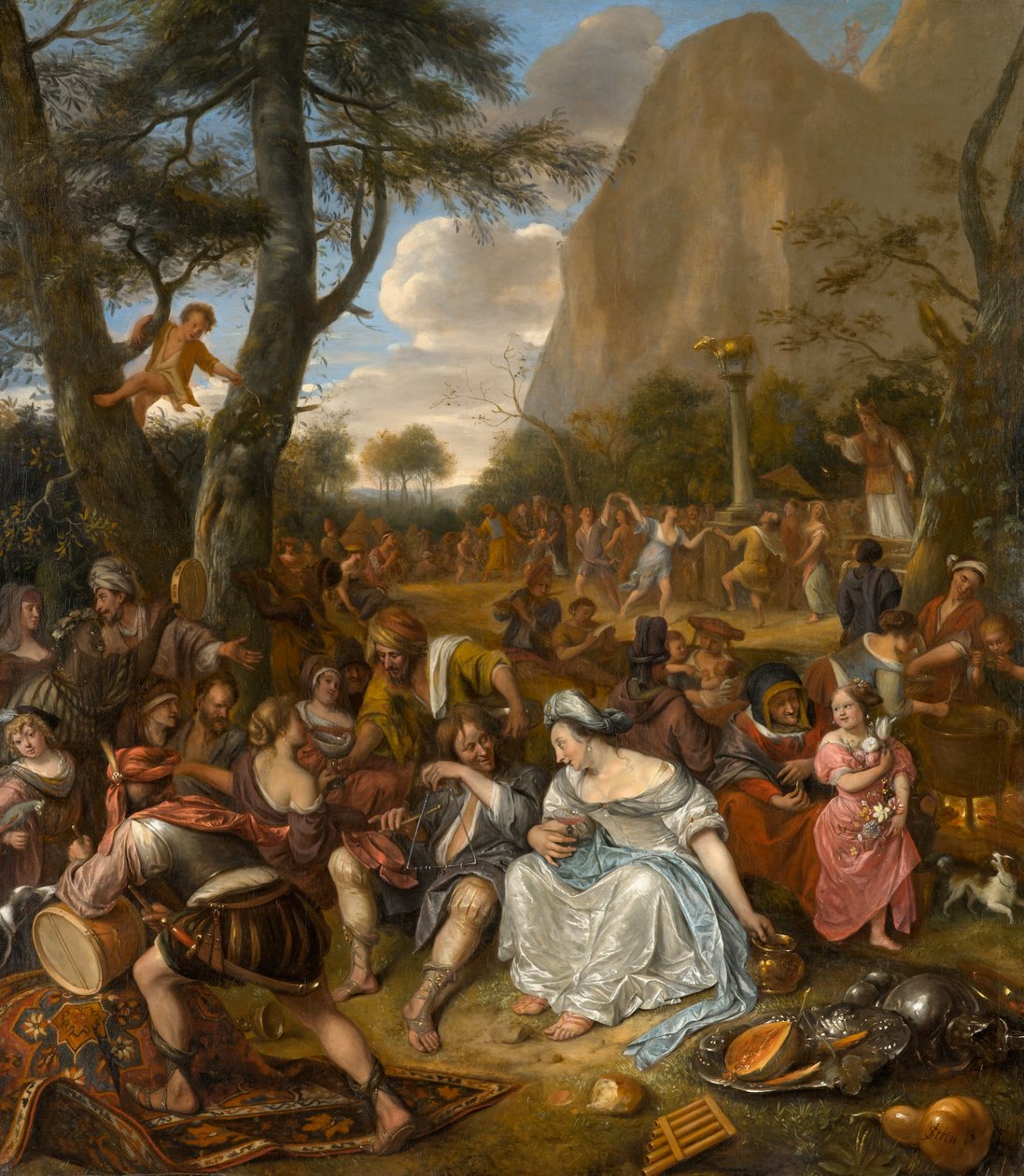 Tilbedelsen af Guldkalven, c.1672-1675 af Jan Havickszoon Steen