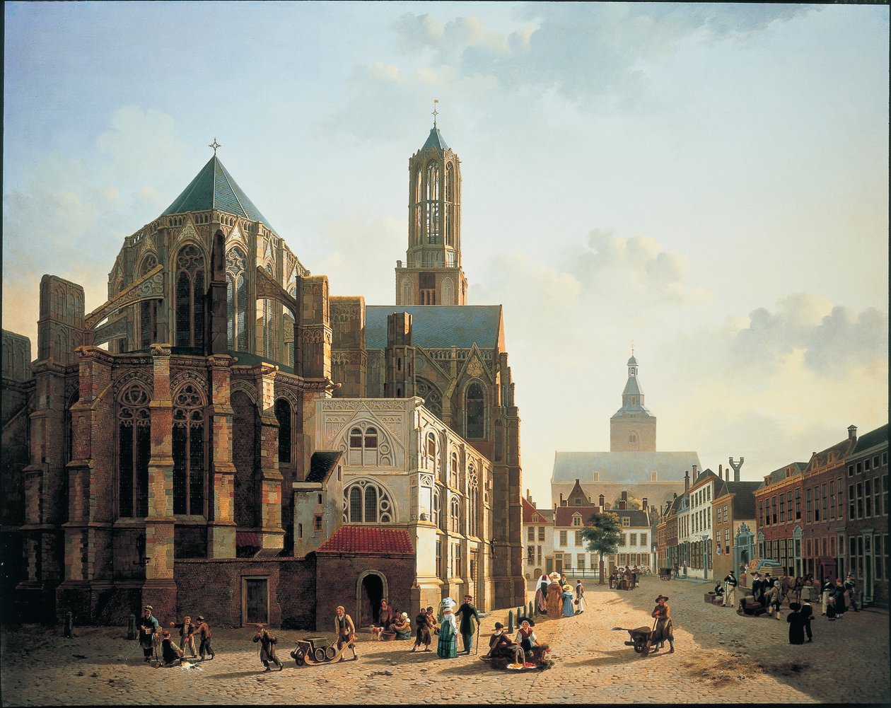 Udsigt over koret og tårnet i Utrecht Cathedral, ca. 1829 af Jan Hendrik Verheyen