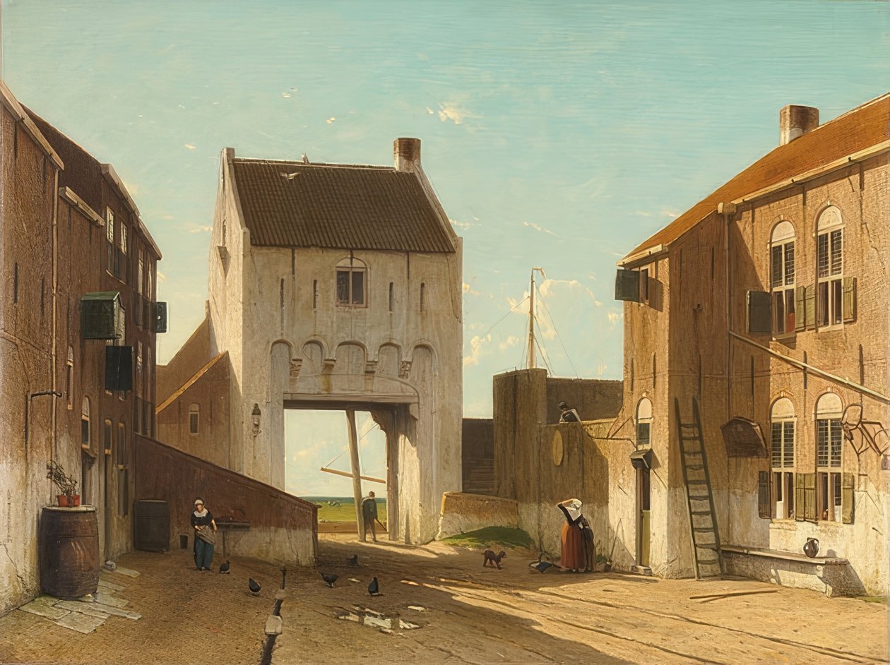 Byport i Leerdam. Omkring 1868-70 af Jan Hendrik Weissenbruch