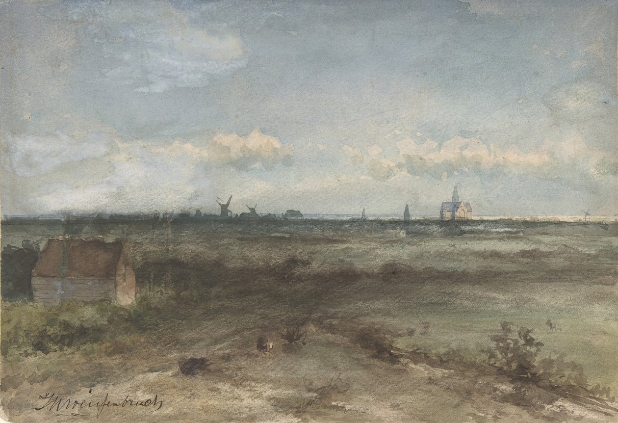 Udsigt over Haarlem fra klitterne, midten af det 19.-begyndelsen af det 20. århundrede. af Jan Hendrik Weissenbruch