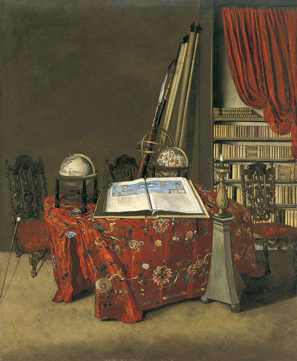 Hjørne af et bibliotek, 1711 af Jan Heyden van der