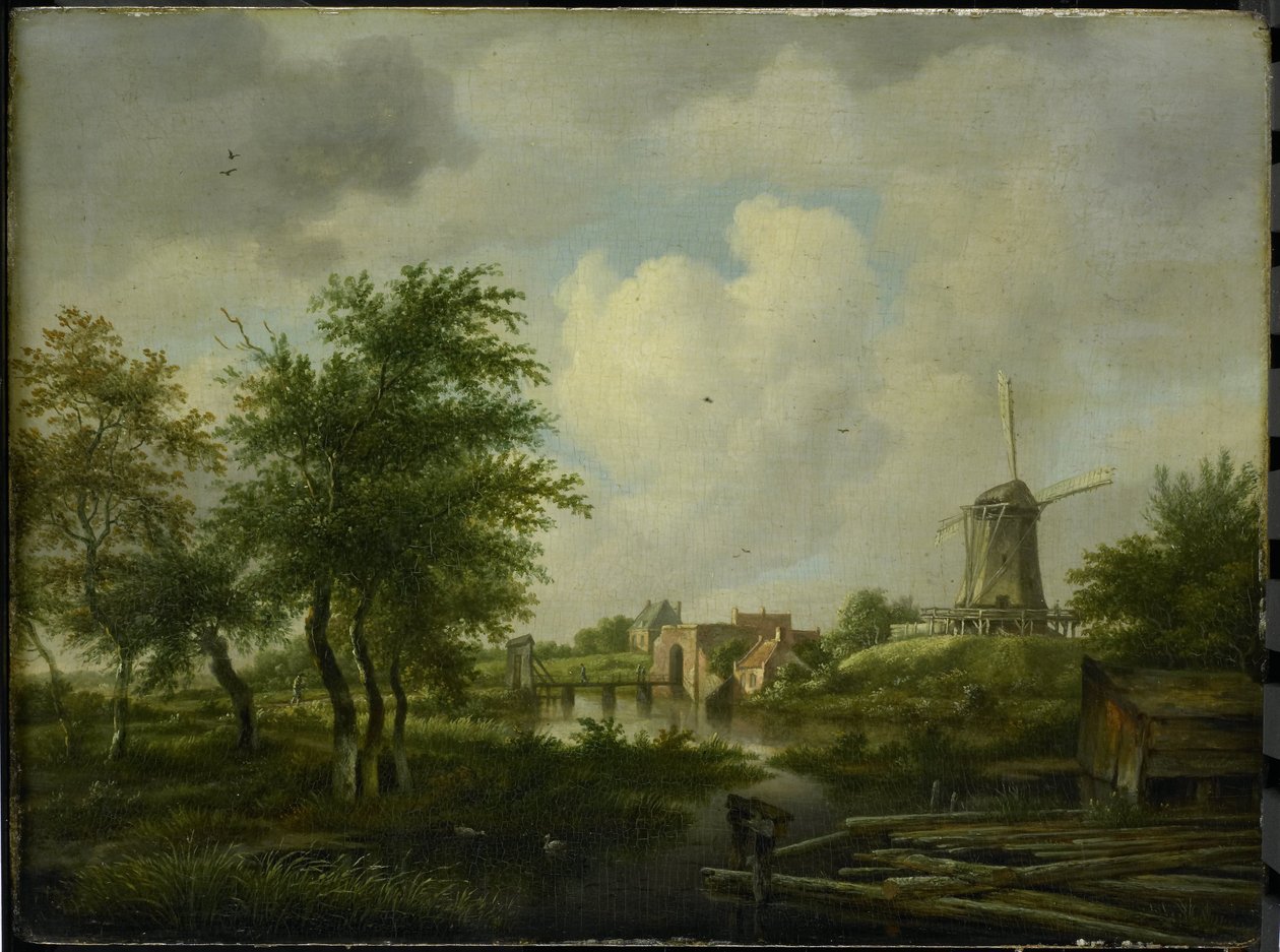Den faldefærdige vold i Amsterdam med Weteringpoort, set over Buitensingel af Jan Hulswit