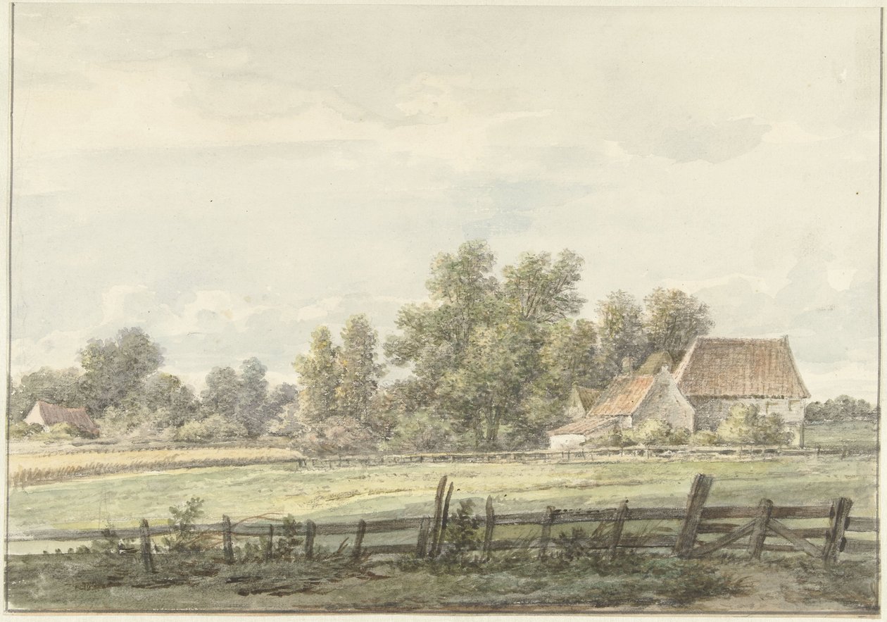 Landskab med gård af Jan Hulswit