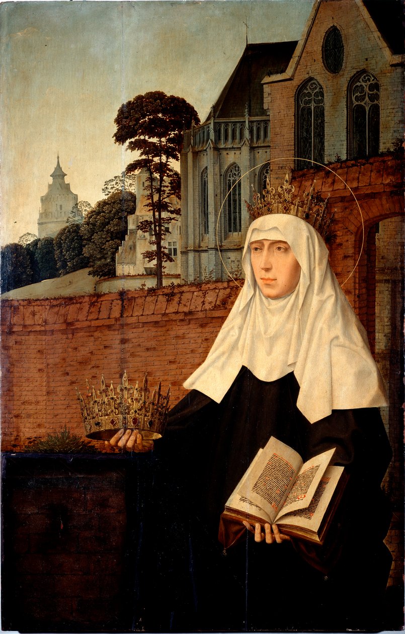 Sankt Elizabeth af Portugal kendt som Sankt Isabella af Aragon (1271-1336) Detalje. Maleri på træ af Jan Provost (ca. 1465-1529) Dim. 140x90 cm Gener, Galleria di Palazzo Bianco af Jan II Provost