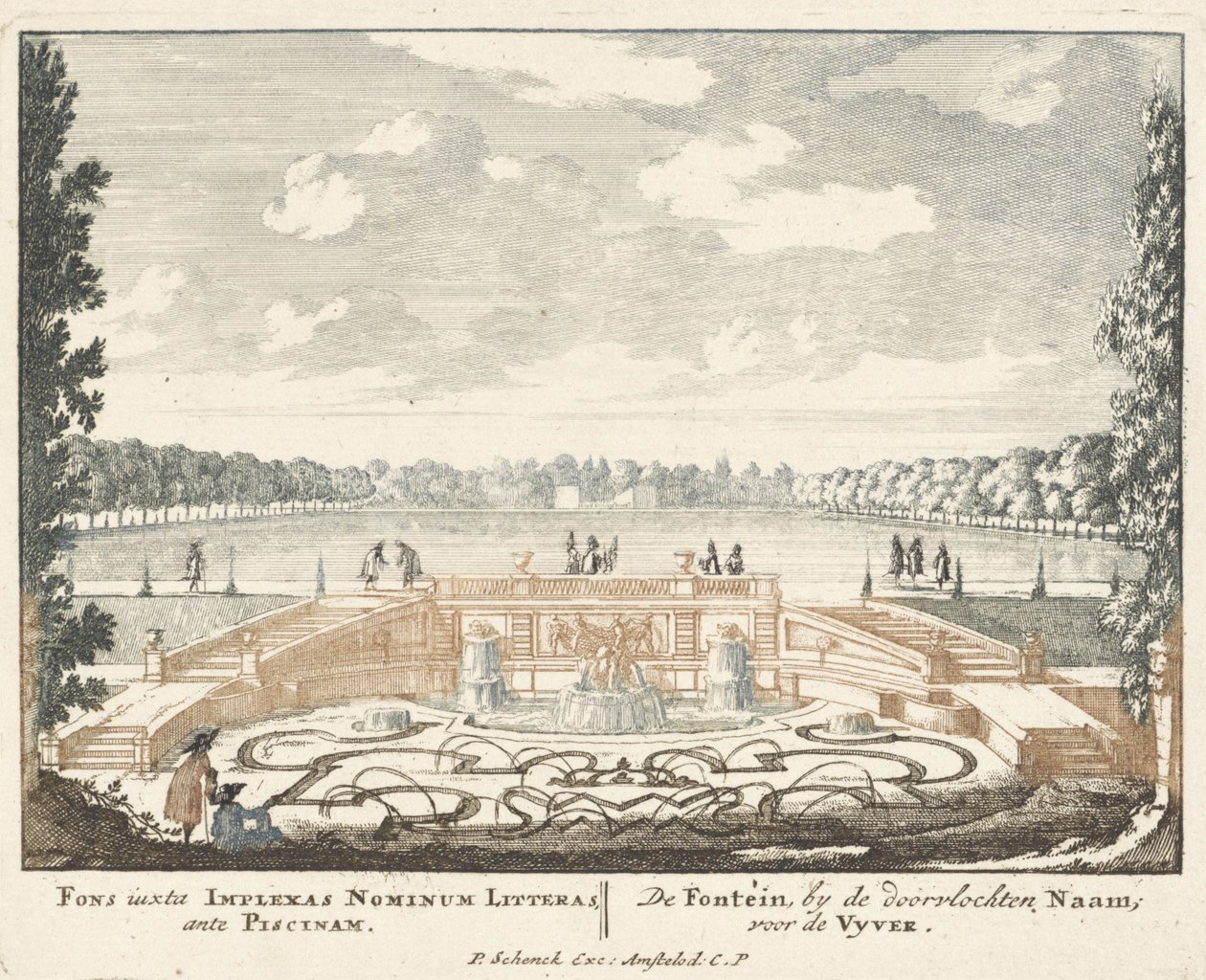 Springvand og stor dam i haven til paladset Het Loo, 1694-97 af Jan I van Call