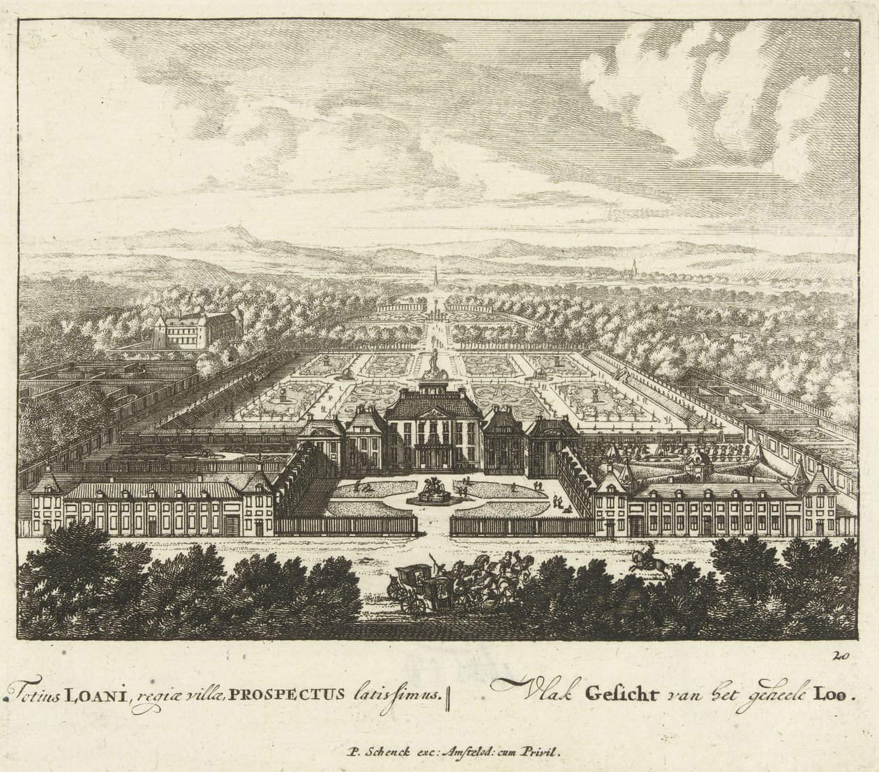 Udsigt over Het Loo-paladset, 1694-97 af Jan I van Call