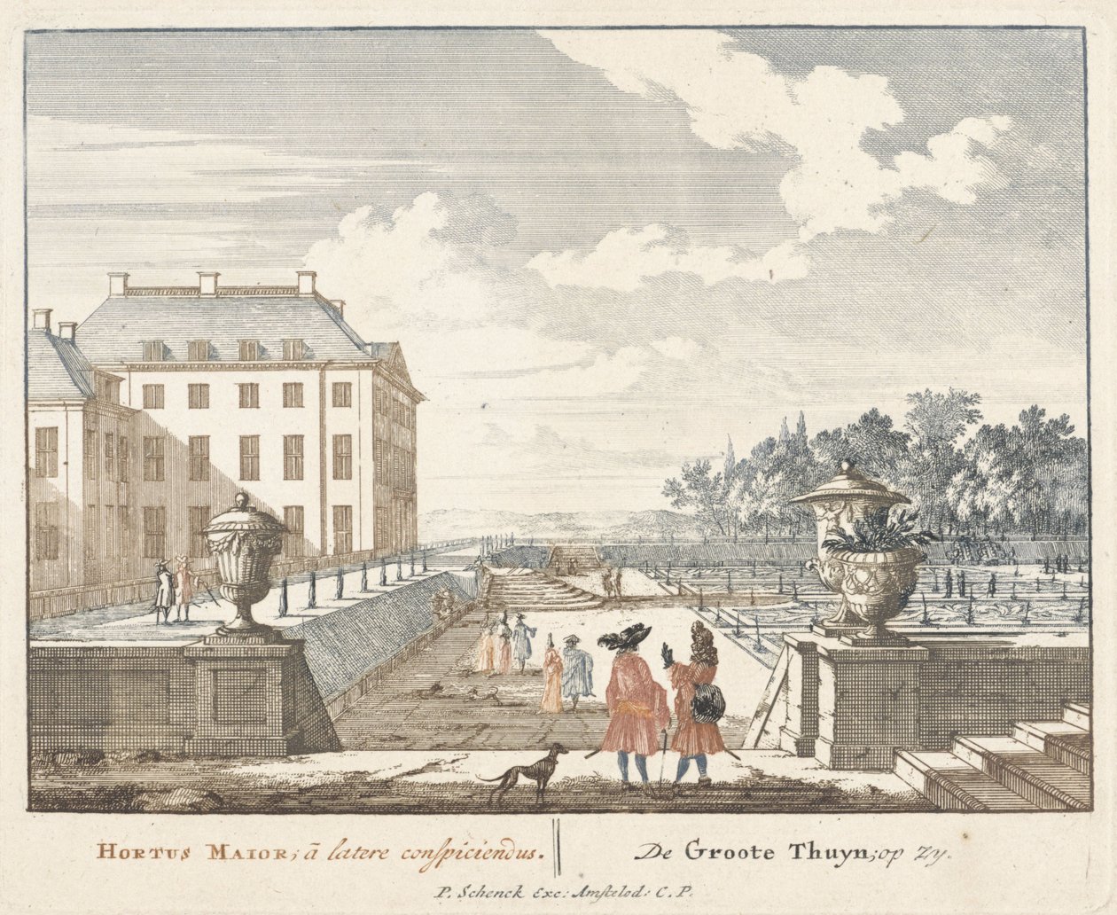 Vandrere i haven ved Het Loo-paladset, 1694-97 af Jan I van Call