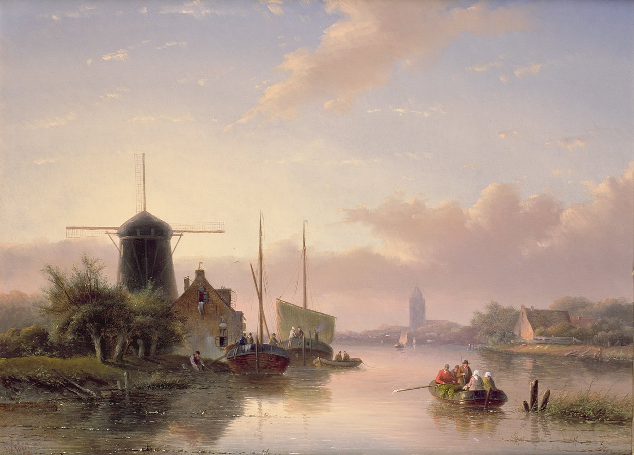 Sommerlandskab ved solnedgang, 1858 af Jan Jacob Spohler