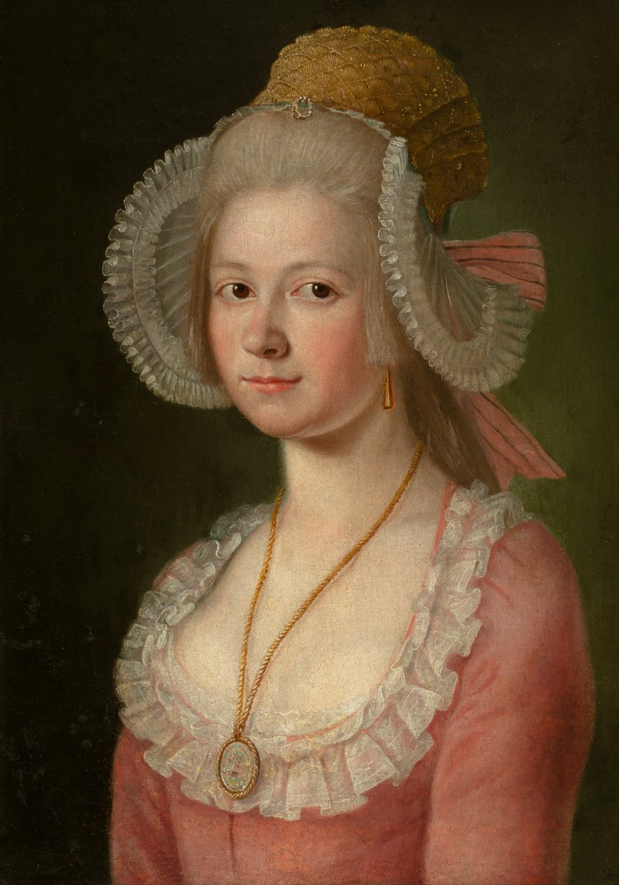 Portræt af en dame med en motorhjelm, 1785 af Jan Jahn
