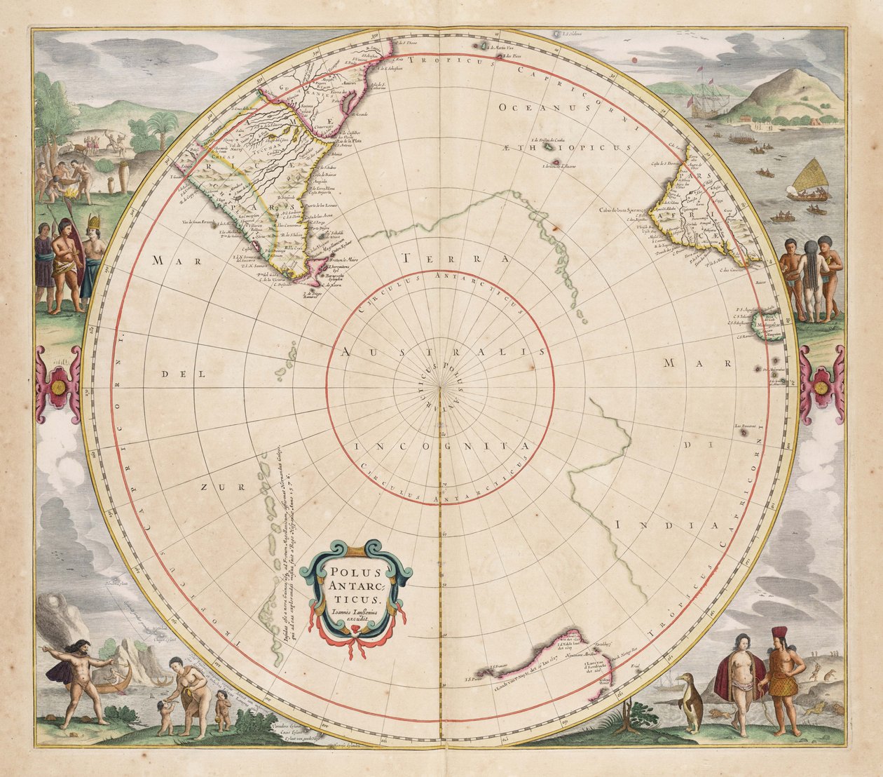 1657 kort Polus Antarcticus af Jan Janssonius