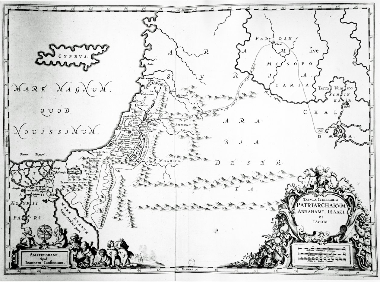 Kort over Abrahams, Isaks og Jakobs rejser, 1652 af Jan Janssonius