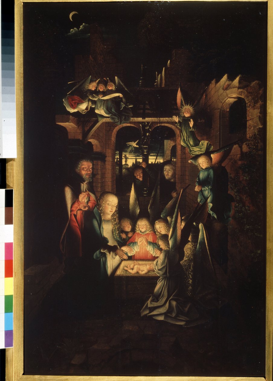 ""Fødslen"" (Kristi fødsel (Den hellige nat)) Maleri af Jan Joest (ca. 1460-1519) Pushkin-museet fra det 16. århundrede, Moskva af Jan Joest van Kalkar