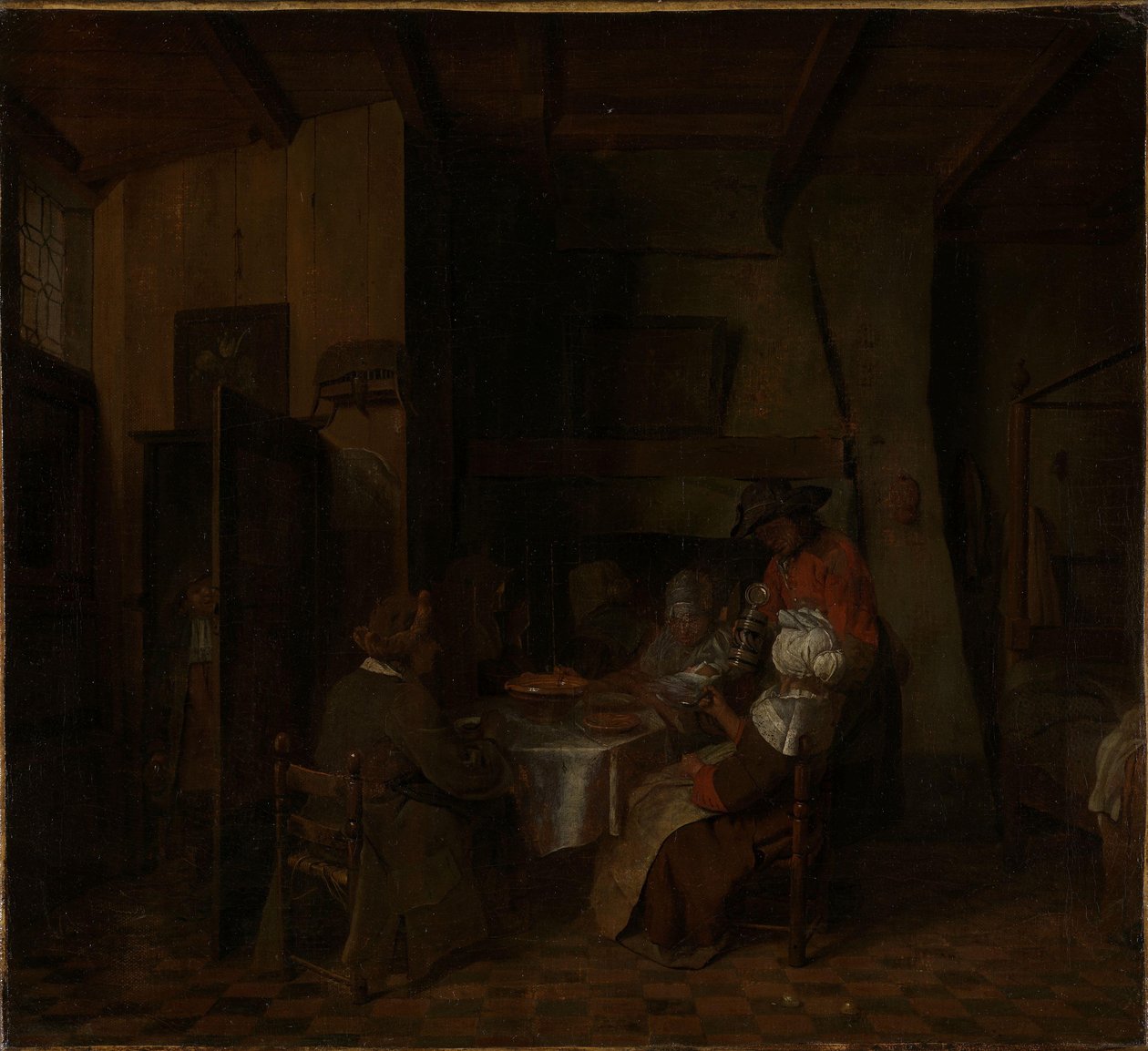 Et familiemåltid i en bondes hytte af Jan Josef Horemans the elder