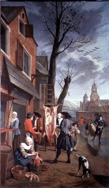 Udenfor slagteren (en af en serie på fire) af Jan Josef the Younger Horemans