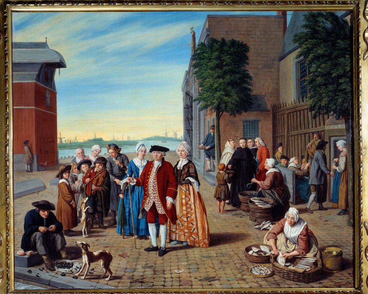 Walk to Fish and Nobles in the Netherlands Maleri af Jan Josef Horemans the Jeune (1714-1790) (ec.flam) 1771 Lyon, Musee des Beaux Arts af Jan Josef the Younger Horemans