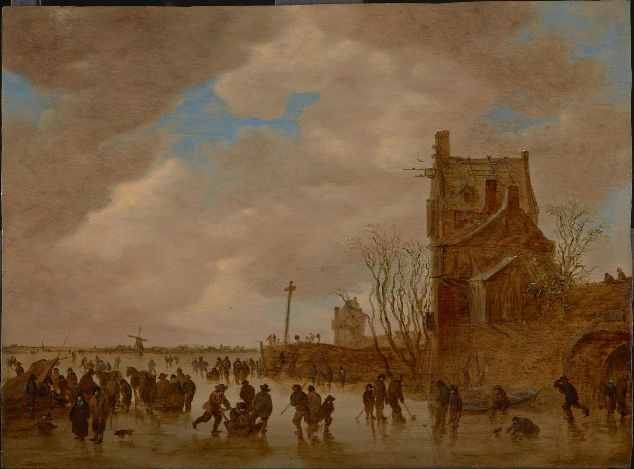 Isfornøjelser foran et brotårn, 1655 af Jan Josefsz Goyen van
