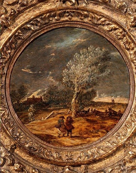 Figurer, der krydser en hede med en frisk vind, der blæser af Jan Josefsz. van (circle of) Goyen