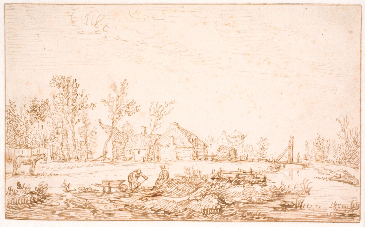En kanal nær en landsby af Jan Josefsz van Goyen