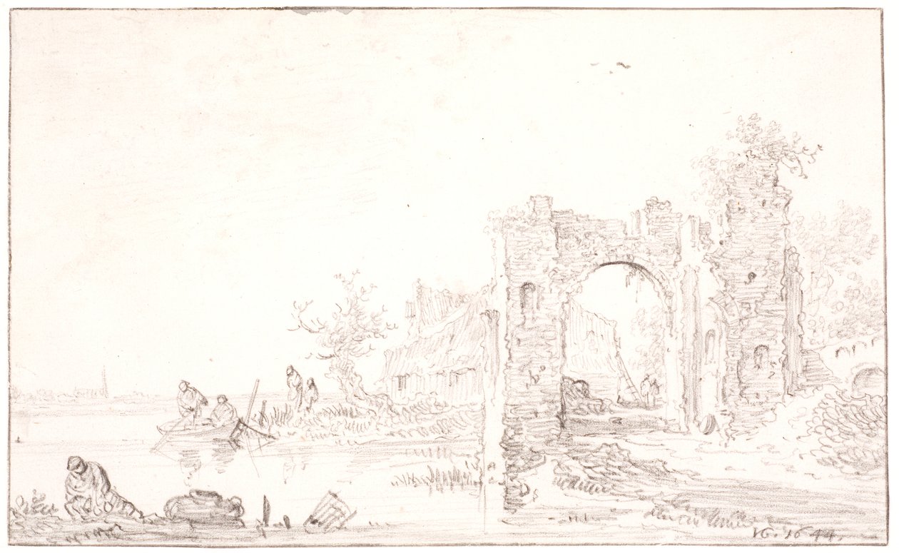 Flodlandskab med en ruin af Jan Josefsz van Goyen
