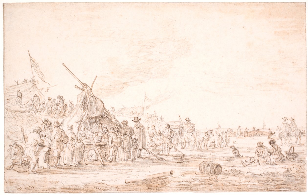 Kystlandskab med en strandet hval af Jan Josefsz van Goyen